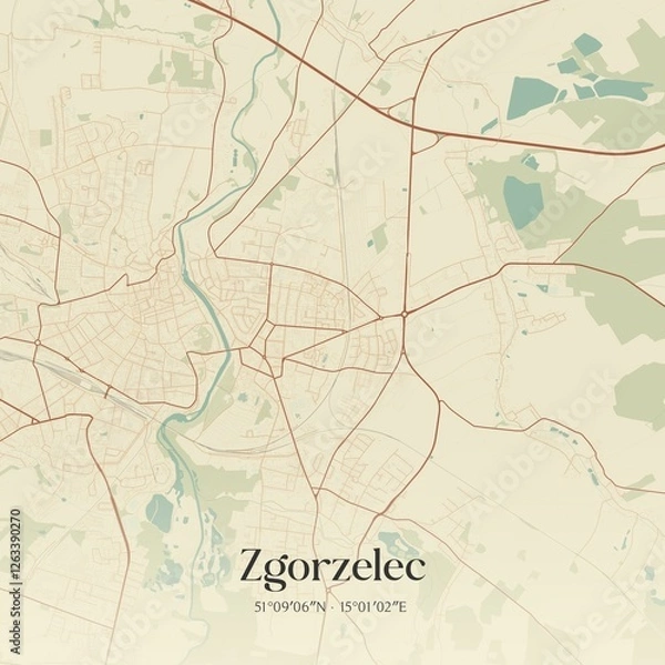 Obraz Vintage map of Zgorzelec, Poland.