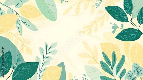Obraz Yellow and Green Leaves Frame Design Background