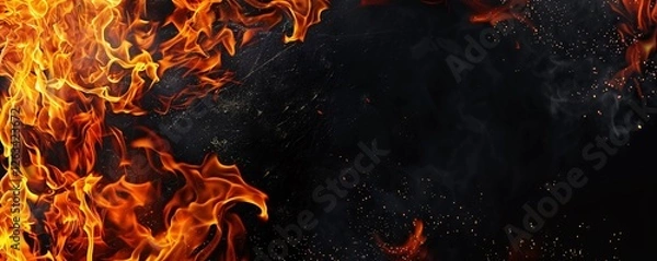 Fototapeta A black background with a red flame on the left side