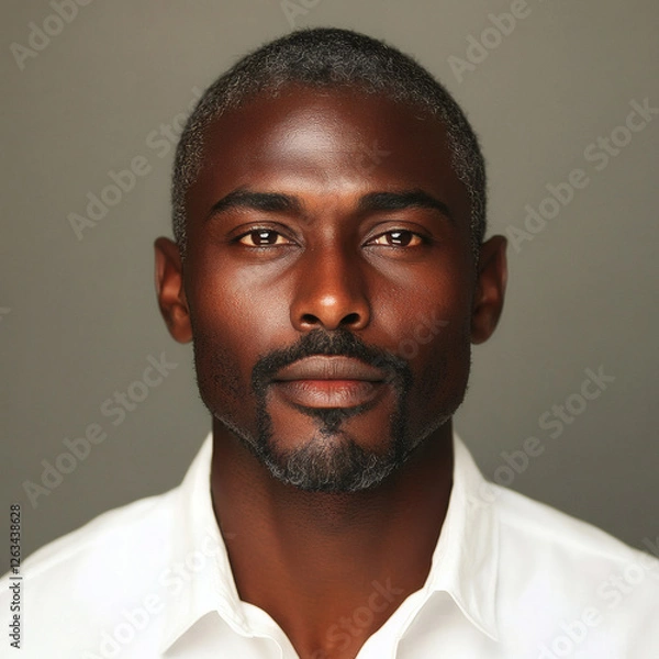Fototapeta Portrait or passport photo of an adult black man
