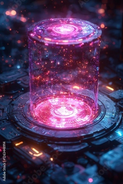 Obraz Futuristic glowing energy core in a high-tech environment, symbolizing advanced technology, artificial intelligence, and digital innovation