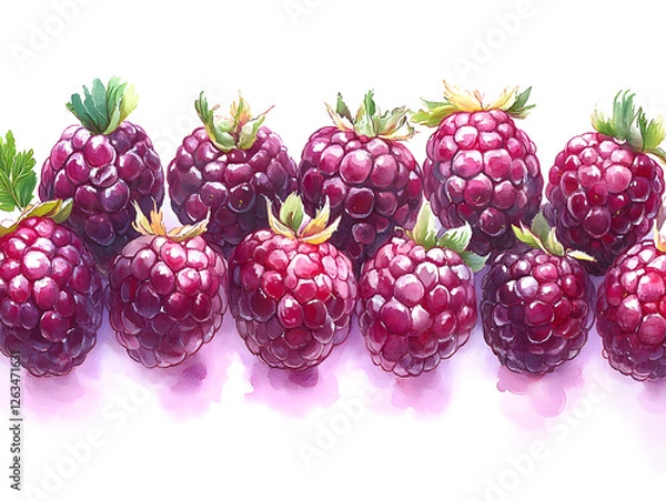 Fototapeta Composition of Assorted Berries and Fruits Arranged Artistically on a White Background Showcasing Vibrant Colors and Textures