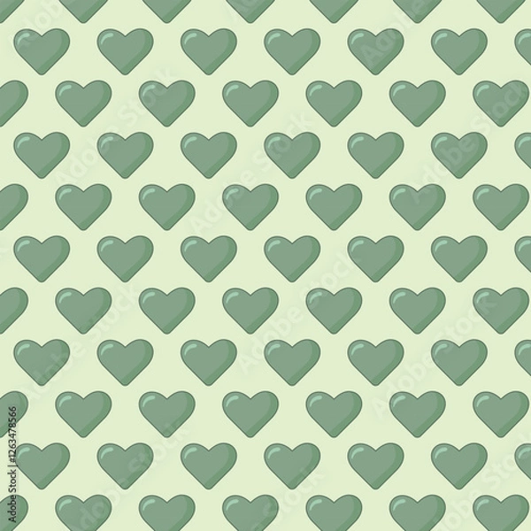 Fototapeta A simple pattern with green repeating hearts