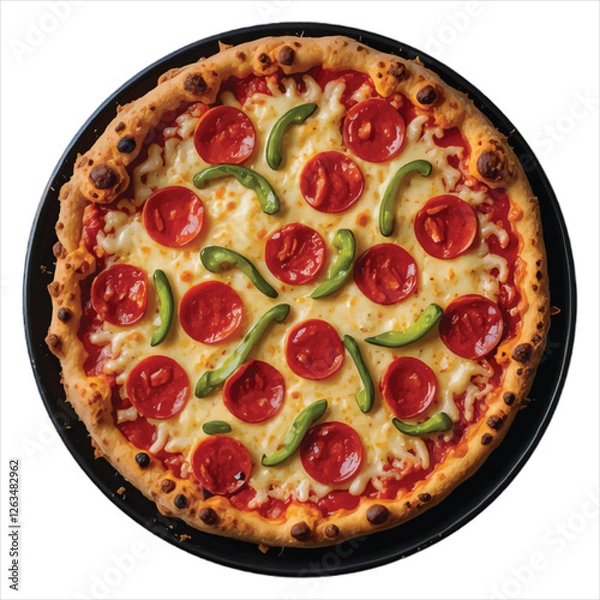 Fototapeta A pizza with a slice of pizza