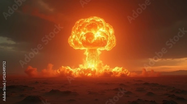 Obraz Colossal Nuclear Detonation and Expanding Mushroom Cloud