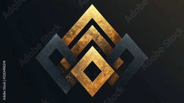 Fototapeta A professional logo for a consulting firm, with an abstract geometric symbol symbolizing collaboration and strategy, using a refined color palette of charcoal and gold