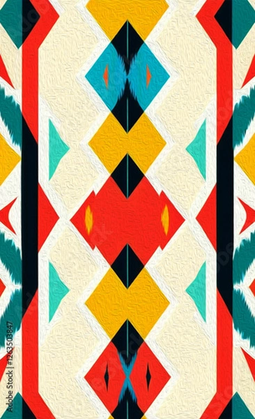 Fototapeta Abstract background in Ikat technique . Printable pattern for wall decorations.