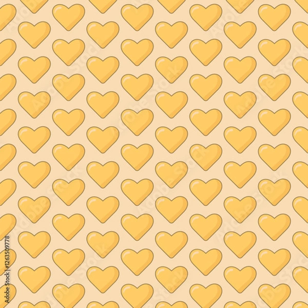Fototapeta A pattern with yellow repeating hearts in the flat style