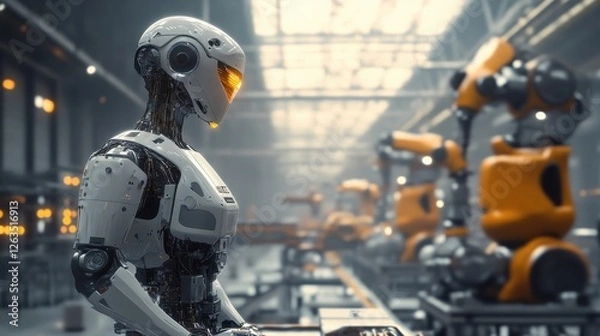 Fototapeta AI-Powered Agent Collaborating in an Industrial Robo