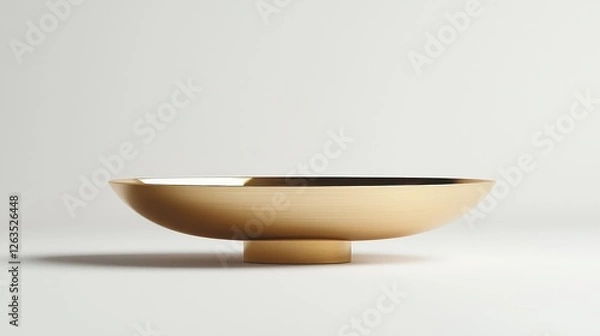 Fototapeta Elegant golden bowl against a clean white backdrop, symbolizing sophistication and minimalism. Ideal for showcasing products in luxury and design oriented marketing.