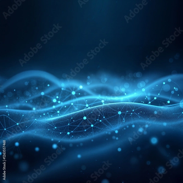Fototapeta Futuristic Abstract Background with Glowing Blue Wave Pattern