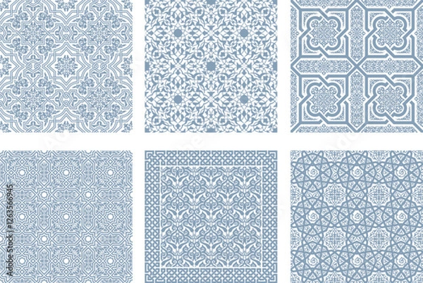 Fototapeta Oriental seamless vector patterns set. Arabic ornament for background