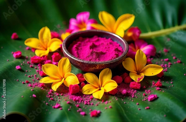 Obraz Colorful Traditional Indian Holi Paint dye Spring Festival color. AI Generative