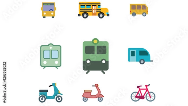 Fototapeta Collection of transportation vhiecles vector icon set