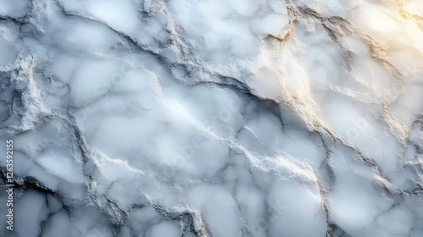 Fototapeta A close up of a marble surface with a frosty blue hue