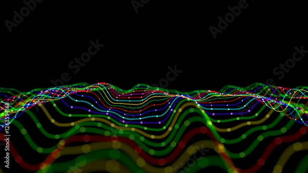 Fototapeta bundle of abstract sinuous lines, bright and colorful neon effect modern 3d background