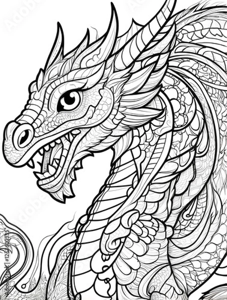 Obraz Dragon Mandala Coloring Page