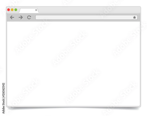 Fototapeta Simple opened browser window on white background with shadow. Br