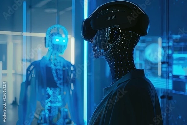 Fototapeta AI Avatar and User Communication in Virtual Space