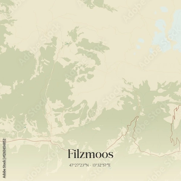 Fototapeta Vintage map of Filzmoos, Austria.