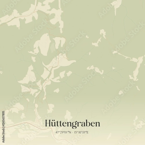 Fototapeta Vintage map of Hüttengraben, Austria.