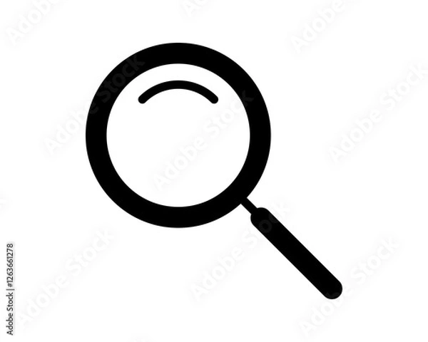 Fototapeta Bold black magnifying glass icon, perfect for websites, apps, and presentations.  Clean, simple design conveys search, discovery, and investigation.