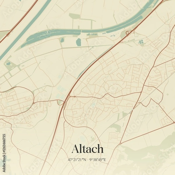 Obraz Vintage map of Altach, Austria.