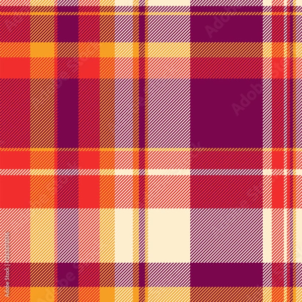 Fototapeta Vibrant autumnal plaid pattern.  Warm, rich colors evoke feelings of comfort and cozy style. Ideal for fall fashion, textiles, or seasonal designs.  Use as a background, texture, or print design.