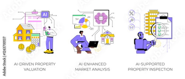 Fototapeta AI Technology in Real Estate abstract concept vector illustrations.