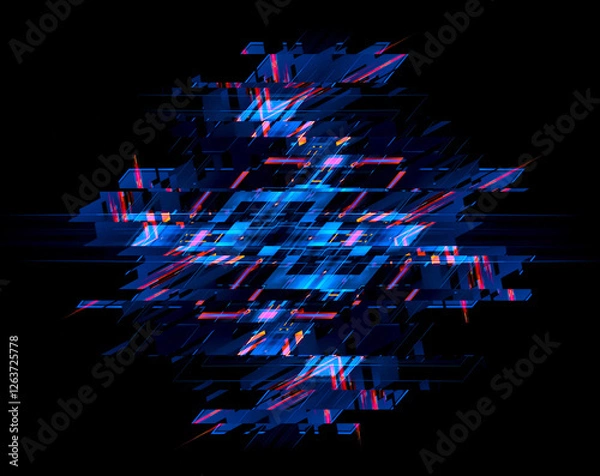 Obraz CPU socket. Modern technology. Big data center. 3D rendering..Future Abstract light effect. AI server hardware. Shine Blocks..Virtual reality. Digital hyper space grid. Network neural geometry.