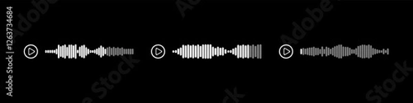 Fototapeta Podcast sound waves and audio soundwave of voice message records  and mobile phone voice message sound waves vector icons