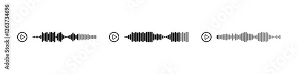 Fototapeta Podcast sound waves and audio soundwave of voice message records  and mobile phone voice message sound waves vector icons