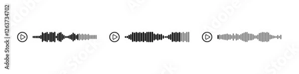 Fototapeta Podcast sound waves and audio soundwave of voice message records  and mobile phone voice message sound waves vector icons