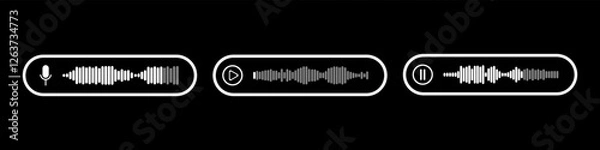 Fototapeta Podcast sound waves and audio soundwave of voice message records  and mobile phone voice message sound waves vector icons