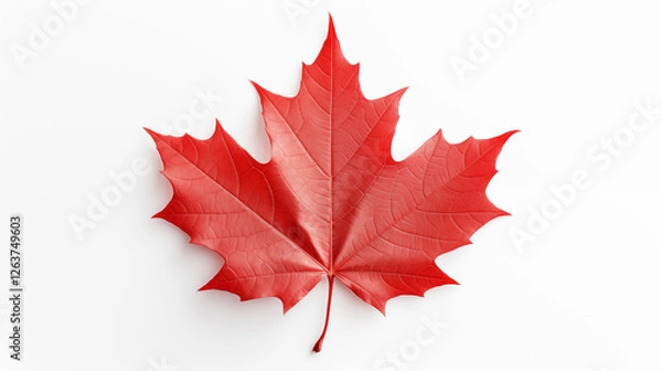 Obraz Canadian Red Sugar Maple Leaf on White Background ~ Created using Generative AI