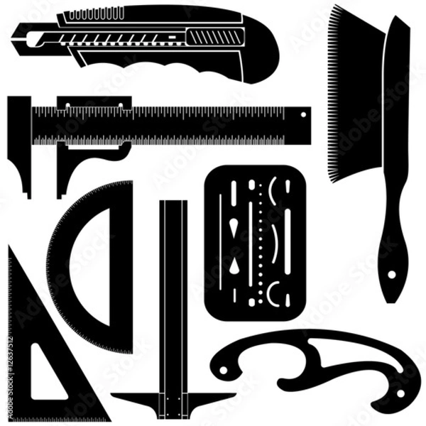 Fototapeta Vector set of drafting tools