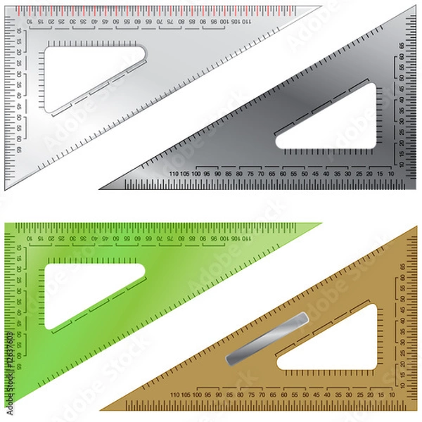 Fototapeta Vector set of drafting triangles