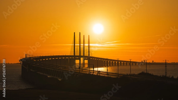 Obraz The Oresund Bridge is a combined motorway and railway bridge between Sweden and Denmark (Malmo and Copenhagen)