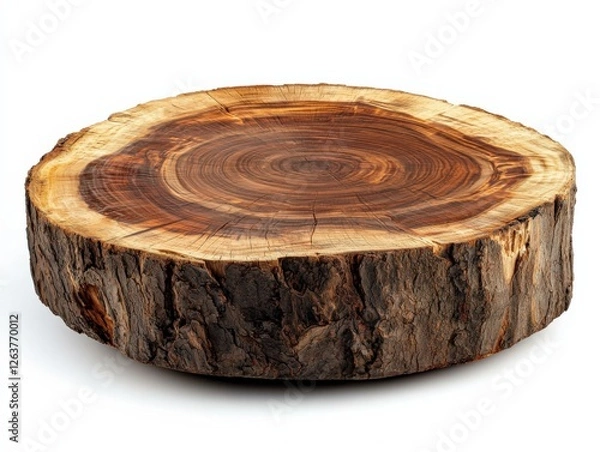 Fototapeta Natural Wooden Round Tabletop Display for Rustic Decor and Crafts