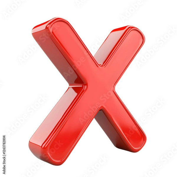 Obraz Create Glossy Red X Symbol with Transparent Background Using 3D Modeling Software