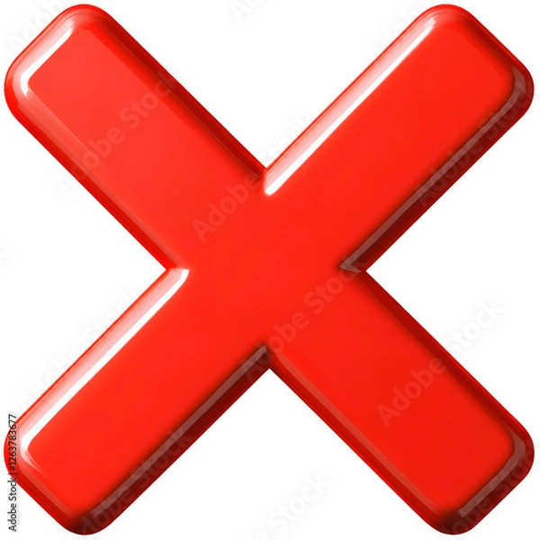 Obraz Create Glossy Red X Symbol with Transparent Background in Blender