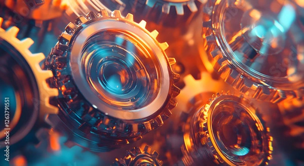 Fototapeta Gears Interlock: Precise Machine Synergy in Motion