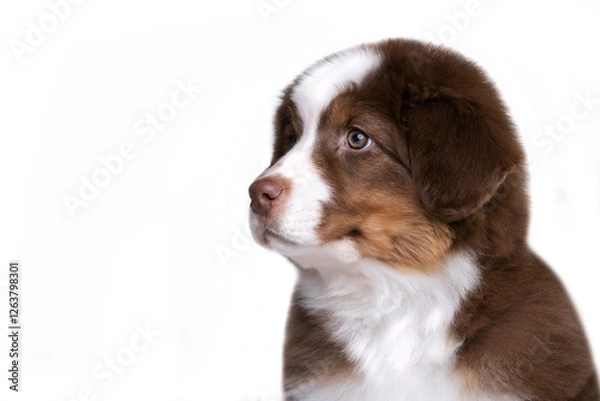 Fototapeta aussie puppy, 3 months old, neutral background
