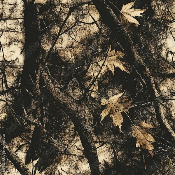 Fototapeta Tree Branches Forest Bottomland Hunting Camouflage Seamless Pattern Texture