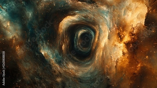 Fototapeta Cosmic vortex through swirling nebulae; space exploration concept
