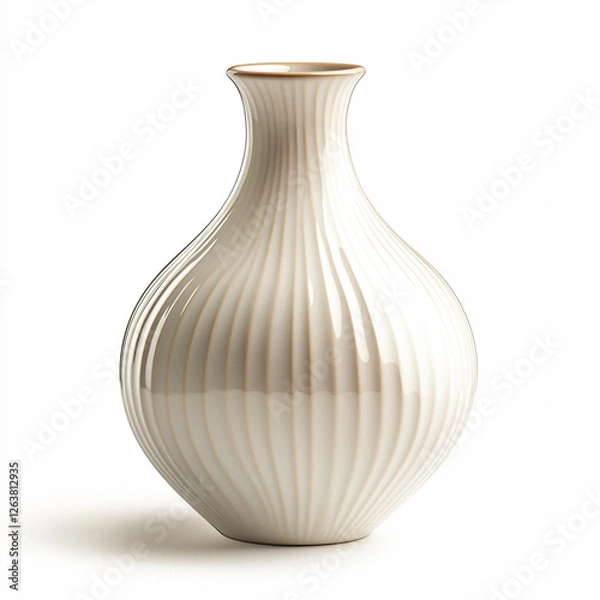 Obraz Off-White Ribbed Ceramic Vase