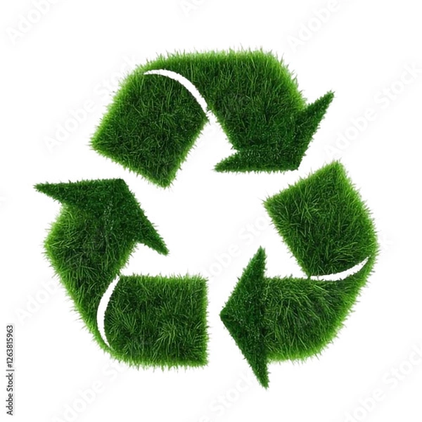 Fototapeta A green recycling symbol on a white or transparent background, Earth Day, Happy Earth Day.