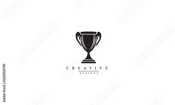 Fototapeta cricket cup line black icon white background