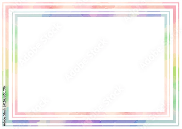 Fototapeta 水彩で描いた四角フレーム