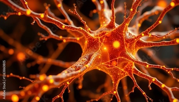 Fototapeta Stunning Microscopic View of a Neuron: Exploring the Brain's Cellular Wonders